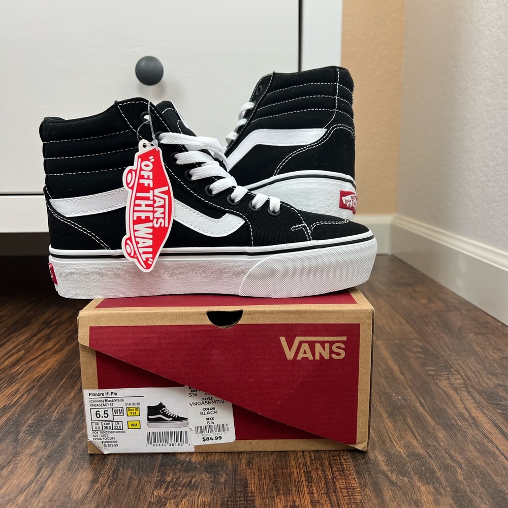 Black and white hightop vans